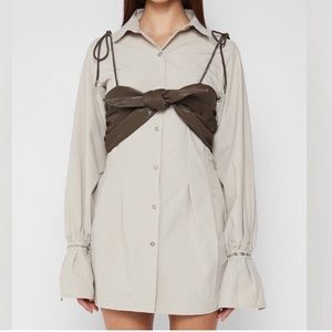 - (relisting)maniere de voir brown faux leather bralette dress